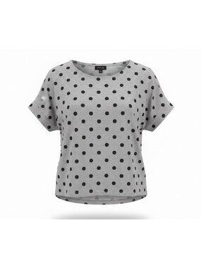 Jones New York Women’s Gray Polka Dot Short Sleeve Top Size L